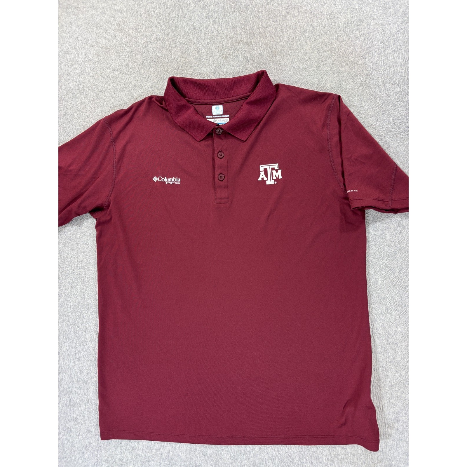 Texas AM Aggies Columbia Screened Campus Short Sleeve Polo Shirt Mens Large